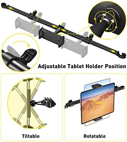 Ultimate Back Seat Tablet Holder for Car – Versatile Headrest Mount for i Pad, Galaxy Tab, Kindle Fire HD, and More (4.7-16.1″) – Perfect Travel Accessory for Kids and Adults with 360-Degree Rotation and Easy Installation