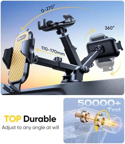 VICSEED Military-Grade Adjustable Phone Holder for Cars – Unmatched 95+ lbs Suction Power for Secure Dashboard, Windshield & Vent Mounting – Universal Compatibility with i Phone & Android – Ultimate Convenience for Safe Driving