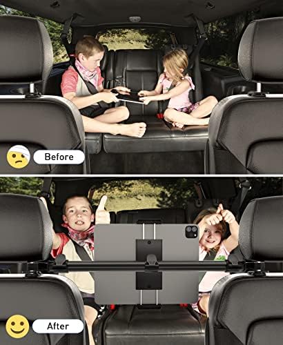Ultimate Back Seat Tablet Holder for Car – Versatile Headrest Mount for i Pad, Galaxy Tab, Kindle Fire HD, and More (4.7-16.1″) – Perfect Travel Accessory for Kids and Adults with 360-Degree Rotation and Easy Installation