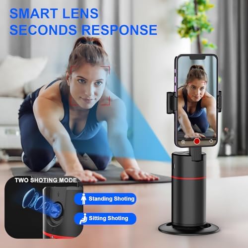 Auto Face Tracking Tripod, No App Required, Rechargeable Battery, 360° Rotation Phone Tracking Holder Face Body Phone Camera Mount for Live Vlog Streaming Video Chat – Enhanced Compatibility and Speed