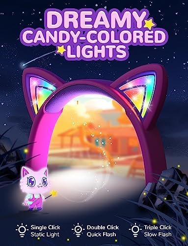 Colorful LED Cat Headphones for Kids – Safe 85 d B Volume Limit, USB-C Compatible, Perfect for Travel & Learning, Premium Stereo Sound for Tablets & i Pads, Durable & Stylish Design