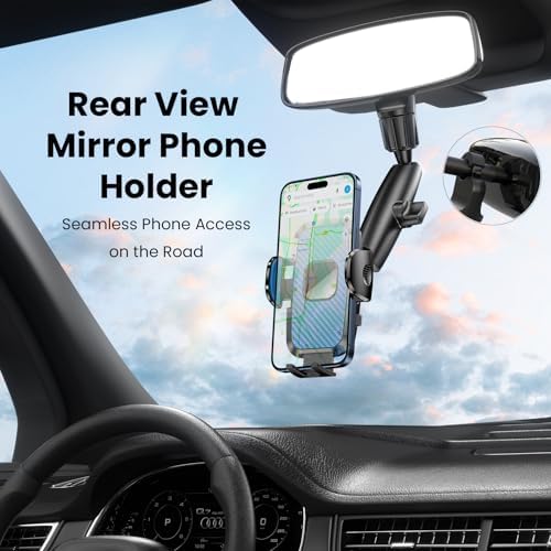 Transform Your Drive with the 360° Magnetic Phone Holder for Car – Effortlessly Mounts to Rear View Mirror for i Phone 16/15/14/13/12 & Mag Safe Devices – Unmatched Stability, Quick Installation & Enhanced Safety Features