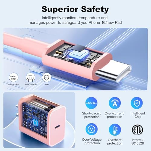 Ultimate Fast Charging Kit for i Phone 16 & Samsung Galaxy – 10 FT USB-C Charger Cable with High-Speed Type C Block – Universal Compatibility for i Phone 16/15/Plus/Pro/Pro Max & Samsung S24/S23/S22/S21 – Reliable, Durable, and Efficient Charging Solution for All Your Devices
