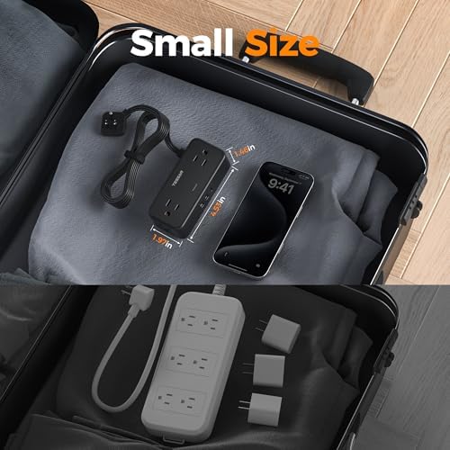 TESSAN 5 FT Flat Plug Extension Cord with 4 AC Outlets, 1 USB-C & 2 USB-A Ports – 900 Joules Surge Protector Power Strip for Home Office & Dorm Room – Maximize Charging Efficiency & Space Savings with Versatile Power Accessory