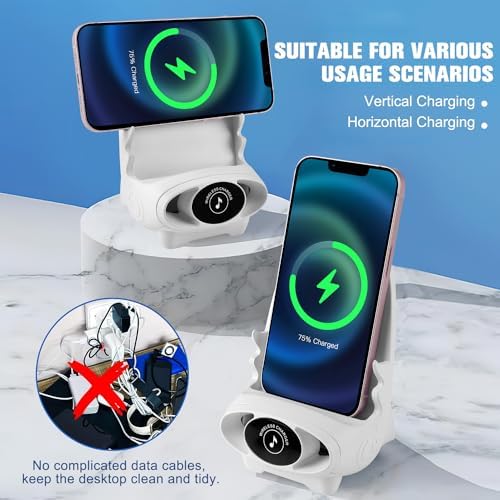 Revolutionary 3-in-1 Portable Mini Chair Wireless Charger and Phone Holder with Integrated Speaker – Fast Wireless Charging Station for Smartphones, Lightweight and Compact Design for Ultimate Portability and Enhanced Entertainment Experience