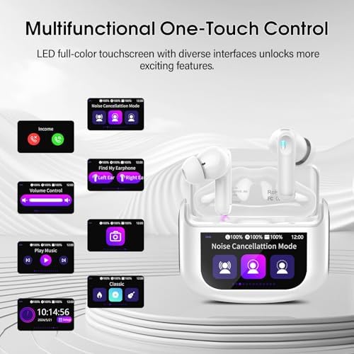 Ivory White Premium Wireless Earbuds – Cutting-Edge Bluetooth 5.4 Headphones with Touch Control, 48-Hour Battery Life, and 5 Customizable EQ Modes for Superior Sound Quality – IPX7 Waterproof with Active Noise Cancelling and Transparency Mode for Ultimate Comfort and Versatility