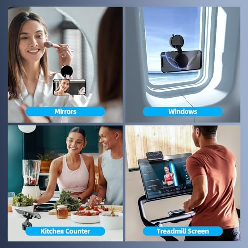 Vacuum Magnetic Phone Holder for Car, Upgraded 360°Suction Cup Phone Mount Foldable Magnetic Car Phone Holder Mount Retractable Suction Phone Stand for iPhone All Cell Phones /Car/Gym/Mirror/Shower – Enhanced Compatibility and Speed