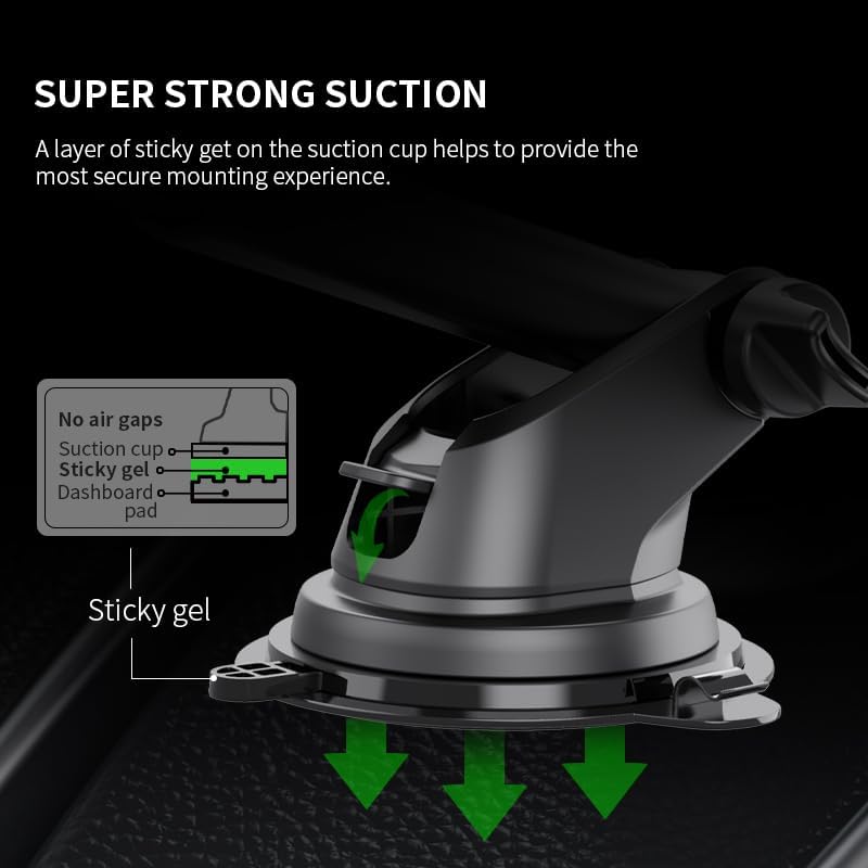 Esoulk Secure Grip 360° Rotating Car Phone Holder with Strong Suction Cup & Adjustable Long Arm – Universal Compatibility for i Phone, Samsung, Android & GPS – Enhanced Safety & Convenience for Drivers