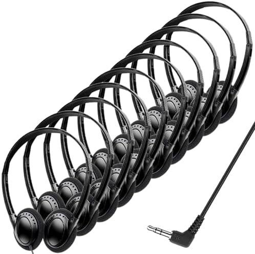 Bulk Classroom Headphones 25 Pack – Premium Durable Wired Earphones for Enhanced Student Learning, Comfortable Fit for Kids and Adults – Superior Sound Quality for Educational Use (HY103, 25 Black)