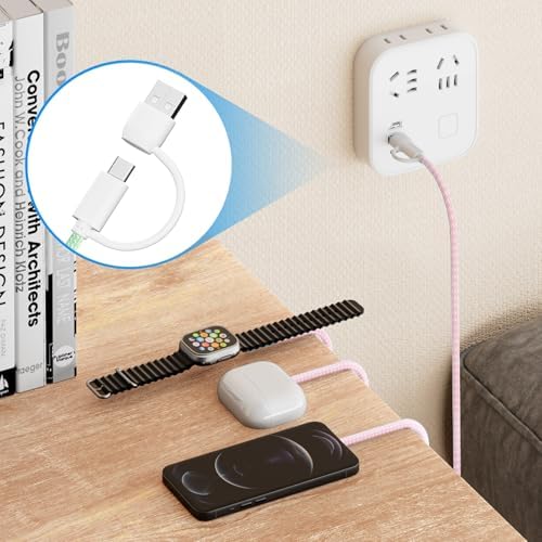 Ultimate 3-in-2 USB C Charging Cable for Apple Watch Ultra, SE & Series 1-8 – 4 FT Multi-Device Fast Charger in Stylish Gray – Sleek, Portable Solution for Effortless Power Anywhere – Streamlined Charging for Smartwatches and More