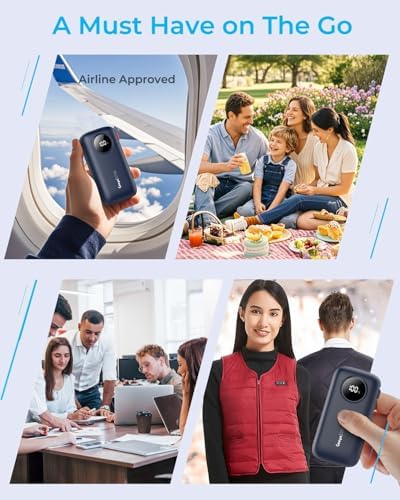 Stay Warm and Empowered: 10000 m Ah Heated Vest Battery Pack with Built-In Cables for Fast USB-C Charging – Ultimate Portable Power Bank for i Phone 16/15/14, Android & More – Essential Travel Companion for Adventurers and Cold Weather Enthusiasts