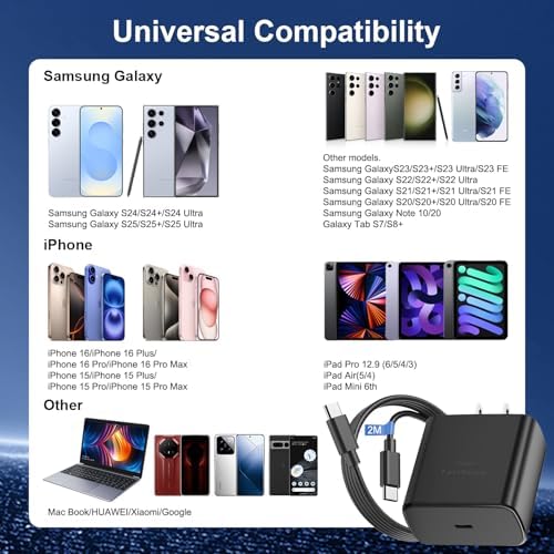 45 W Samsung Super Fast Charger Type C Duo – High-Efficiency USB-C Power Adapter with 6 FT Cable for Rapid Charging of Galaxy S25/S24/S23/Note 20/Tab S9 – Ideal for Home, Office, or Travel Use
