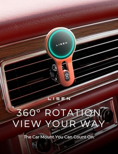 LISEN 15 W Mag Safe Car Mount Charger – Ultra-Fast Magnetic Wireless Phone Holder for i Phone 12-16 & Samsung Devices – Secure Vent Installation, Effortless Navigation & Sleek Design for Modern Drivers – Essential Fast Charging Accessory for On-the-Go Lifestyles