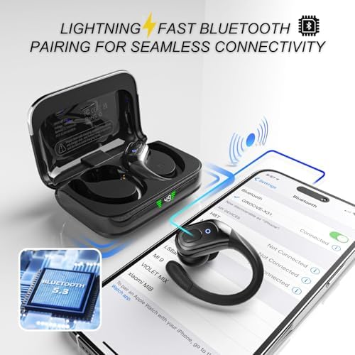 Revolutionize Your Listening Journey with Groove Electronics 4-in-1 Wireless Earbuds – Exceptional 80 Hours of Playtime, State-of-the-Art Bluetooth 5.3 Connectivity, Advanced Active Noise Cancelling for Pure Immersion, IPX7 Waterproof Rating for Ultimate Durability, and Innovative LED Display | Bonus Phone Charging Pad Included for Seamless Power Management