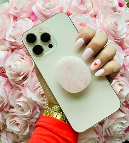 Transform Your Mobile Experience with CRYSTALFY White Clear Quartz Druzy Crystal Phone Grip – Versatile Kickstand & Unique Gemstone Top for i Phone, i Pad, Kindle & More – Handcrafted Natural Accessory with Enhanced Adhesion and Customizable Design – Perfect for Style, Functionality, and Gifting