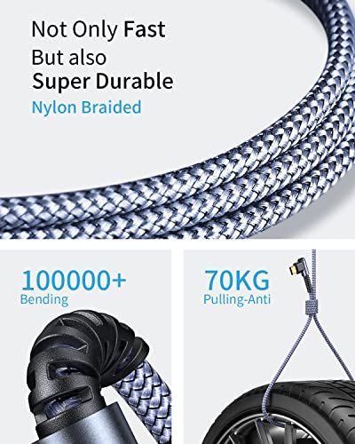 MRGLAS 3.2 A USB-C Charger Cable Pack – Versatile 4-Pack with Right Angle Design (10 FT, 6.6 FT, 3.3 FT, 1.6 FT) for Fast Charging i Phone 16/15, Samsung S10/S9, LG Smartphones – Durable Braided USB A to Type C Cords for Enhanced Performance and Compatibility