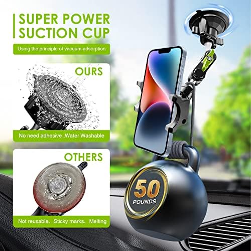 Universal 360° Rotating Suction Cup Phone Mount for Car – Adjustable Dashboard Holder for Enhanced Navigation & Safety (Black) – Optimized for All Smartphone Models