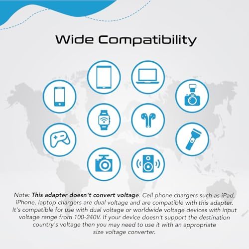 Compact Travel Power Adapter Set for Brazil, Peru & Chile – 20 W Dual USB & USB-C Charger with 2 USA Sockets – Fast Charging with Type C & N Attachments – Portable Plug Converter for Global Travelers – Stay Connected Anywhere