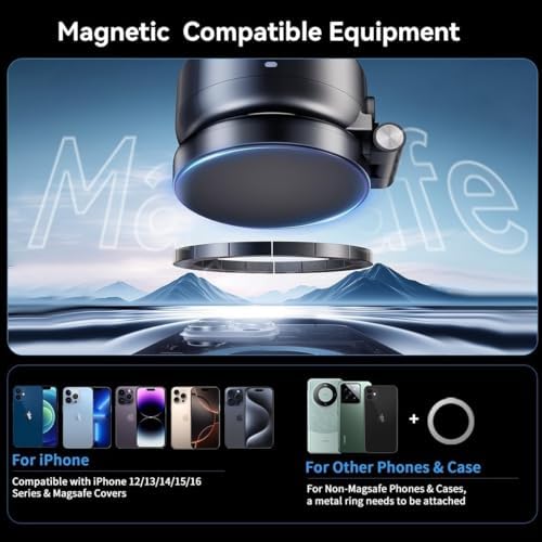 Magnetic Vacuum Suction Car Phone Mount – Hands-Free Adjustable Holder for Seamless Driving – Universal Compatibility with Strong Grip – Foldable Design for Optimal Visibility – Sleek Black Finish for Modern Interiors – Ideal for Safe Navigation and Calls