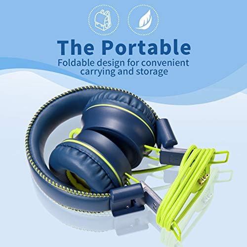 M2 Kids Foldable On-Ear Headphones – Adjustable, Tangle-Free 3.5 mm Wired Design in Vibrant Blue – Perfect for School, Travel & Gaming – Durable Comfort with Clear Sound for Young Auditory Enthusiasts – Ideal for Active Lifestyles and Extended Use