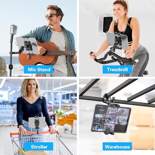 Transform Your Workout with the Keuvirya Universal Tablet Mount – Durable Aluminum Holder for Treadmills, Stationary Bikes, and Ellipticals, Compatible with 4.7″-12.9″ Devices – Effortless Hands-Free Viewing and Enhanced Engagement