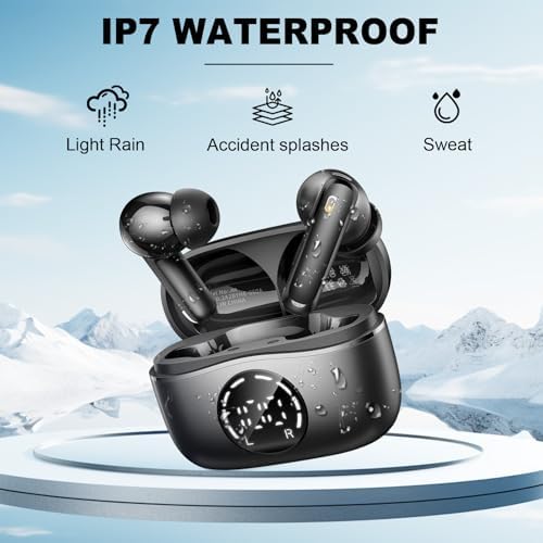 Experience Unmatched Audio Excellence with 2025 Bluetooth V5.4 Wireless Earbuds – 48-Hour Playtime, Advanced ENC Noise Cancelling Mic for Clear Calls, IP7 Waterproof Design for Ultimate Protection, Dual LED Battery Indicator for Easy Monitoring, and Elegant Rose Gold Finish – Perfect for Music Enthusiasts and Professionals Seeking Premium Sound Quality on the Move.