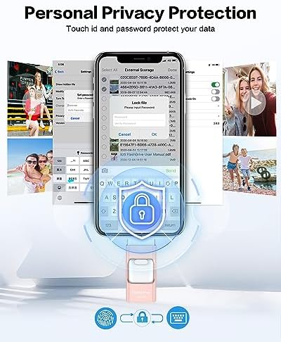 256 GB i Phone Photo Stick – High-Speed USB Flash Drive for Effortless Data Transfer & External Storage for i Phone/i Pad/PC (Sleek Blue Design) – Expand Your Memory with Style and Reliability