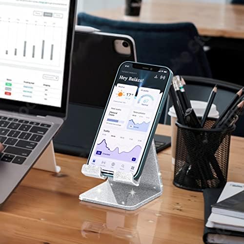 Crpich Acrylic Cell Phone Stand, Portable Phone Holder, Clear Phone Stand for Desk, Compatible with Phone16 15 14 13 12 Pro Max 11 Xr Plus SE, Switch, Android Smartphone, Pad, Desk Accessories, 2 Pack – Enhanced Compatibility and Speed