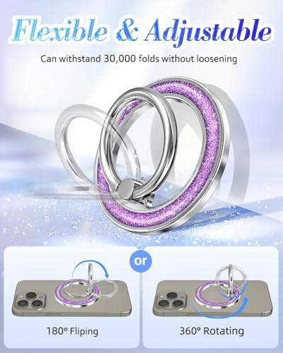 Glamorous Glitter Magnetic Phone Ring Holder for i Phone – Chic Mag Safe-Compatible Grip for Easy One-Handed Use – Stylish Finger Stand Accessory for Women – Perfect for Hands-Free Video Calls and Everyday Convenience – Secure, Durable, and Easy to Clean
