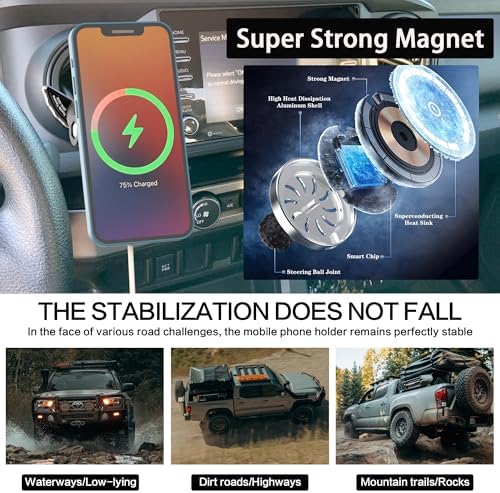 EASEORD Upgraded Wireless Charger Magnetic Vent Phone Mount for Toyota Tacoma (2016-2023), 15W Fast Charging for Magsafe 3rd Gen Tacoma Cell Phone Cradles Ultra-Magnet Phone Holder for All Smartphone – Enhanced Compatibility and Speed