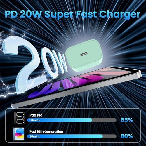 10 FT i Pad Fast Charging Cable Set – High-Power 20 W USB C Charger with Extended Reach for Ultimate Flexibility, Compatible with i Pad 10 th/11 th Gen, i Pad Pro (12.9/11 inch), i Pad Air (4 th/5 th), and i Pad Mini – Durable, Stylish Black Design for Seamless Charging Experience