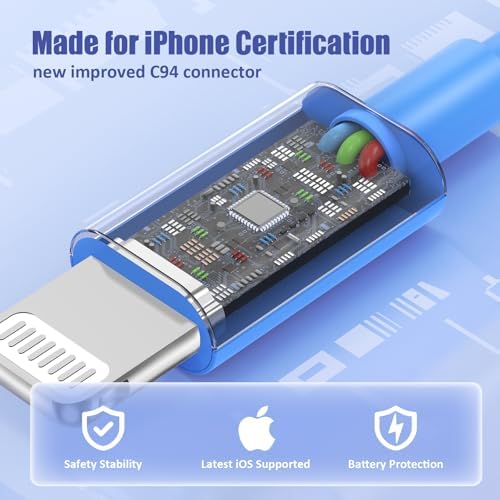 Premium 4 Pack USB C to Lightning Charging Cables – 6 FT Fast Charging Cord for i Phone 14 & Earlier Models – Durable, High-Performance Replacement for Apple Charger – Enhanced Compatibility for Quick Charge Needs – Perfect for Home, Office, and Travel Use