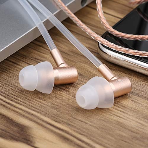 Docooler EMF-Free Air Tube Earbud Headphones – Stylish Rose Gold In-Ear Stereo Earphones with Microphone, Volume Control & Broad Smart Device Compatibility for Enhanced Sound Quality and Health Safety