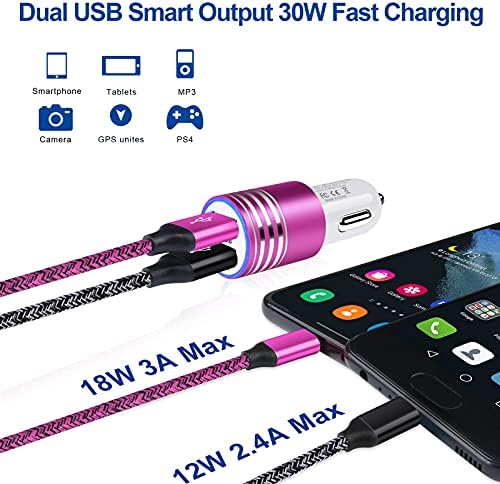 Ultra-Fast Android C Type USB C Car Charger for Samsung Galaxy S25 Ultra – 3.4 A Quick Charge Adapter with 3 FT Coiled Cable for Seamless Connectivity on the Go – Compact, Durable, and Perfect for Road Trips and Daily Commutes