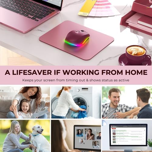 PEIOUS Rechargeable Wireless Mouse with LED – Innovative Jiggler Technology to Keep Your Computer Awake – Sleek Black Design for Optimal Comfort and Productivity