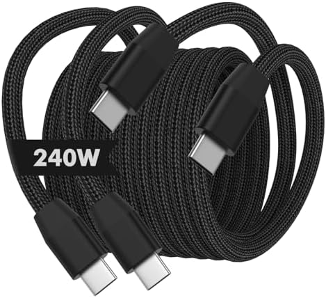 High-Speed Mo Ko 240 W USB C to USB C Charging Cable – 3.3 ft Nylon Braided, Fast Power Delivery for i Phone 15/16, Mac Book Pro 2020, Galaxy S24 – Durable, Tangle-Free, Elegant Tech Solution for Ultimate Device Connectivity