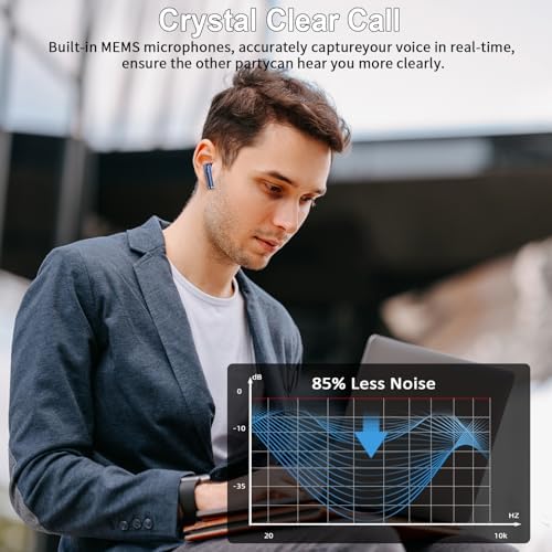 Advanced Bluetooth 5.3 Wireless Earbuds – Hi-Fi Stereo Sound for Ultimate Audio Experience, 4 ENC Mics for Superior Call Clarity, Featherlight 3 g Build for Unmatched Comfort, 30-Hour Playtime with Sleek USB-C Charging Case, IP7 Waterproof for All-Weather Durability, Seamlessly Compatible with Android & i OS – Ideal for Music Aficionados and On-the-Go Professionals