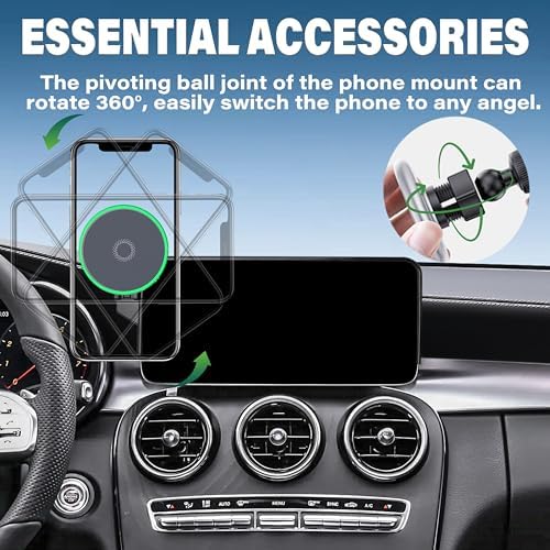Car Phone Holder for 2020-2022 Mercedes Benz GLC / 2019-2021 C-Class Accessories Apply to 10.25 Inch Touch Screen 15W Fast Wireless Charger Screen Fixed Clip Cell Phone Mount – Enhanced Compatibility and Speed