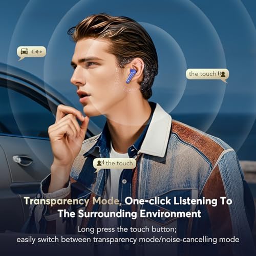 EUQQ Bluetooth 5.4 Wireless Earbuds – Cutting-Edge Active Noise Cancelling Technology with Robust Deep Bass, 36-Hour Battery Life for All-Day Use, IPX7 Waterproof Protection for Sports and Daily Adventures – Built-in Microphone for Effortless Calls – Elevate Your Audio Experience in Sleek Blue Design