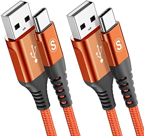 sweguard 3.1 A Fast Charging USB Type C Cable – 2 Pack 6.6 ft Nylon Braided Charger for Samsung Galaxy, LG, Moto, PS5 – Durable, Tangle-Free, High-Speed Data Sync – Ultimate Compatibility and Convenience in Pink