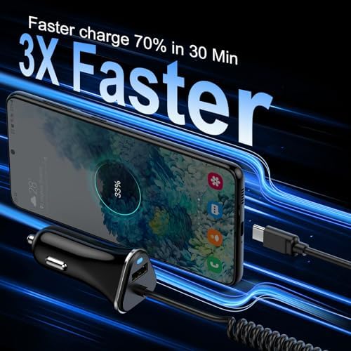 Starlink Mini Power Cable 10 FT – Versatile 3-in-1 Car Charger with Cigarette Lighter Adapter for 12 V-24 V Vehicles, Featuring Digital Display and Dual Fast Charging USB Ports (30 W USB-C PD & 18 W USB-A) for Enhanced Device Compatibility and Performance on the Go