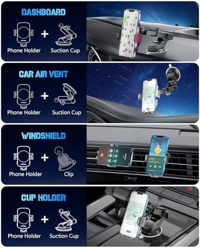 Smart Wireless Car Charger & Auto-Clamping Phone Holder – Fast Charging 3-in-1 Mount for i Phone 11-16 & Samsung Galaxy S23-S9+ – Enhanced Compatibility, Hands-Free Navigation, and Adjustable Viewing Angles for Optimal Convenience