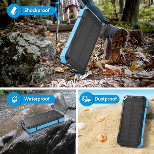 High-Capacity Solar Power Bank – 36,000 m Ah Portable Wireless Charger with 15 W Fast Charging, Built-In Cables & Multiple Inputs for Ultimate Device Compatibility – Lightweight & Durable for Outdoor Use