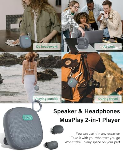 ONES Mus Play 2-in-1 Wireless Speaker and Earbuds: Premium Hi-Res Sound Experience with 24-Hour Speaker & 60-Hour Earbud Battery Life, Versatile Bluetooth/AUX/MP3 Connectivity, Dual Game & Music Modes for Enhanced Audio Engagement, Compact Design for Ultimate Portability