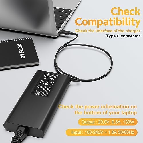 130 W USB-C Power Adapter for Dell Laptops – Fast Charging with Enhanced Compatibility for XPS, Latitude & Precision Models – Compact & Durable Design with Multiple Safety Protections – Ideal for On-the-Go Professionals and Students