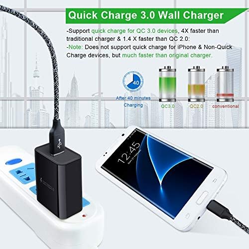 Samsung 18 W Quick Charge 3.0 USB Wall Charger – High-Speed 3 A Power Adapter for Galaxy S24, S23, S22, S21, S20, S10, S9, S8, Z Flip Series, and A-Line Devices – Ultimate Portability and Enhanced Safety Features for On-the-Go Charging