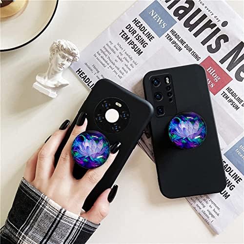 Magnetic Expandable Collapsible Phone Grip & Stand – Stunning Clear Glitter Purple Lotus Flower Design for Enhanced Smartphone Compatibility – Versatile, Lightweight, and Secure Mobile Accessory for Hands-Free Use and Everyday Convenience