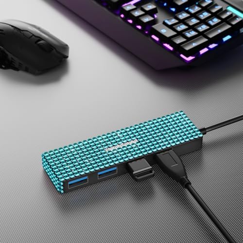 Chic Pink USB to USB-C Hub Adapter – Yaimh Sound 3.0 Multi-Port for Seamless Device Connectivity – Perfect for PC, Mac Book, and More – Experience High-Speed Data Transfer for Flash Drives, Keyboards, Mice, Cameras, and Gaming Gear – Enhance Your Productivity and Style