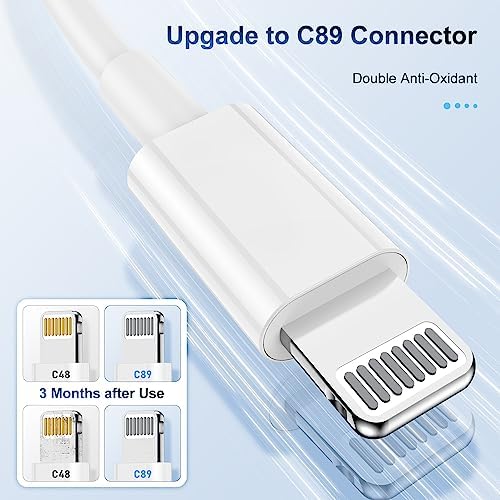 Dual Pack 6 Ft Apple MFi Certified Lightning to USB Charging Cables – Fast 2.4 A Power for i Phone 14/13/12/11/X/XS/XR/8/7/6/SE Plus Pro Max Mini – Durable and Flexible Design for Home, Office, and Travel Use – Enhanced Compatibility and Speed for Seamless Charging Experience