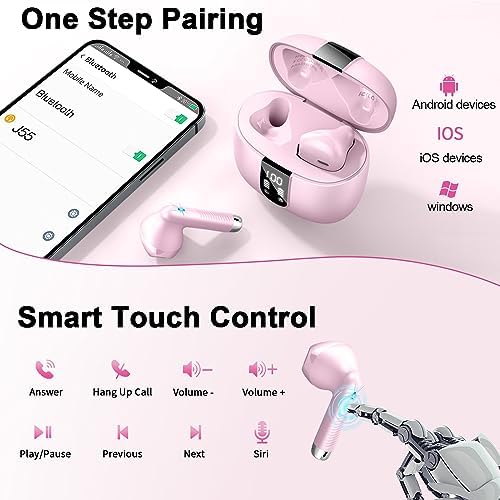 Cutting-Edge Bluetooth 5.4 Wireless Earbuds with 30-Hour Battery Life – Advanced ENC Noise Cancellation for Crystal-Clear Calls, IP7 Waterproof Protection, and Immersive 3 D Bass Audio – Sleek Dark Blue Design Perfect for Music Aficionados and Professionals – Includes LED Charging Case for Effortless Convenience and Compatibility with Android & i OS Devices